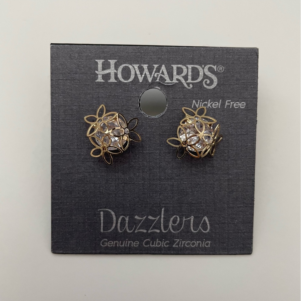 Howard's Flower Post Dazzler Earrings Genuine Cubic Zirconia Nickel Free